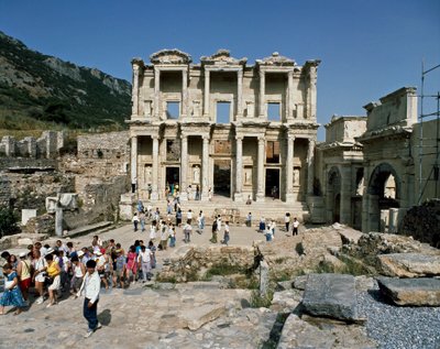 View of the Celsus library, built in 117 (detail) by Roman