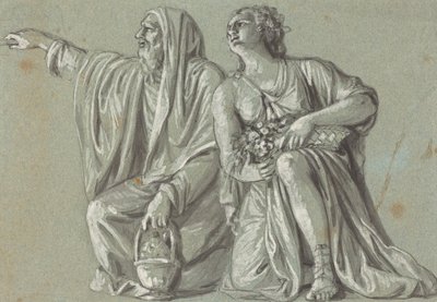 Two Kneeling Figures with Offerings by Roman 18th Century