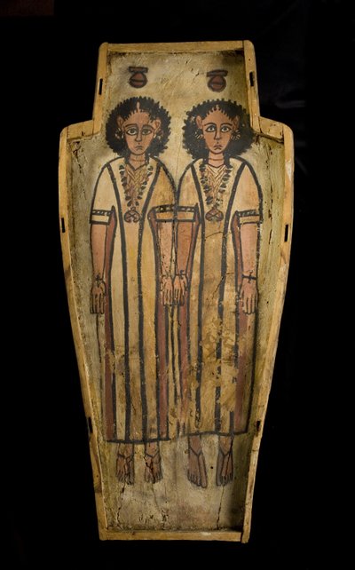 Base of anthropoid coffin, Upper Egypt, Thebes, Late Roman Period, c.175-200 AD by Roman Period Egyptian