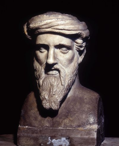 Bust of Pythagoras (-6th century), Greek Philosopher and Mathematician, Musei Capitolini, Rome by Roman Roman
