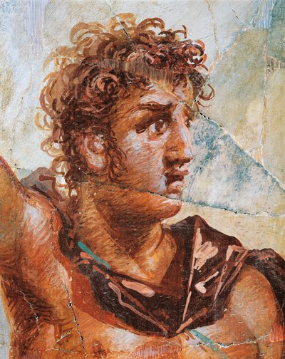 Detail of a fresco depicting Alexander, from the Marriage of Alexander and Stateira by Roman Roman