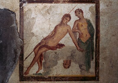Echo and Narcissus, Fresco from Cubiculum in House of Ephebus, Pompeii (UNESCO World Heritage List) by Roman Roman