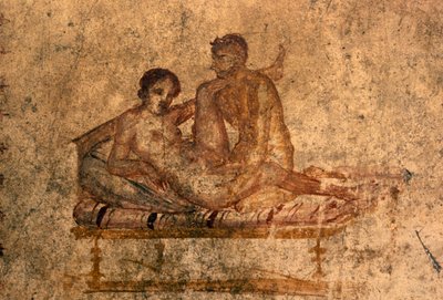 Erotic fresco from House of Vettii, Pompeii by Roman Roman