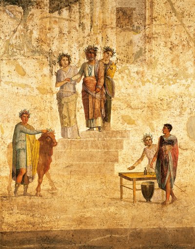 Fresco Portraying Jason and Pelias from Pompeii by Roman Roman