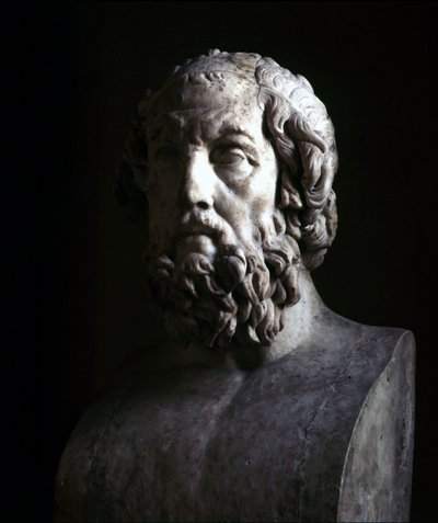 Imaginary portrait of Blind Homer. Reproduction of the Hellenistic period of a bust dating from the 2nd century BC by Roman Roman