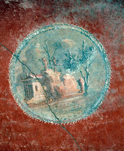 Medallion Showing Landscape on Yellow Background by Roman Roman