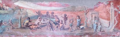 Painting of a Triclinium Bed with Scenes of Pygmies, 50-79 AD, (detail) by Roman Roman