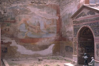 Pompeii, Casa de Diana and Amphitrite Fountain and Wall Painting, Italy by Roman Roman