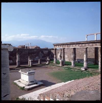 Roman art: view of the temple of Apollo on the archeological site of Pompei (4th century BC-2nd century BC) Italy by Roman Roman