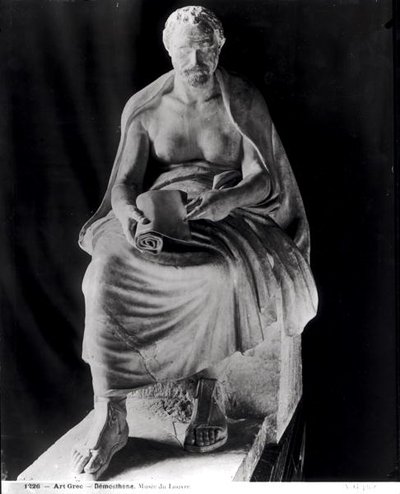 Seated Philosopher, the head thought to be Demosthenes (384-322 BC) (added later) from villa Montalto-Negroni by Roman Roman