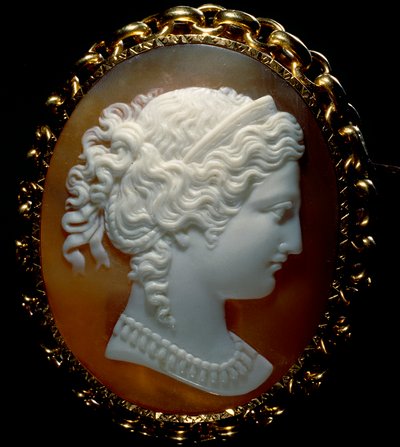 Portrait of a Female Profile; Cameo on Sardonice, Set in Gold by Roman School