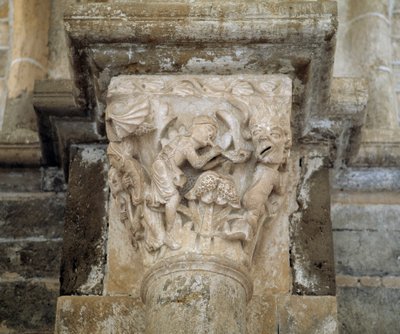 A musician and a demon symbolising lechery by Romanesque