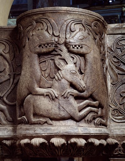 Animals fighting (detail) by Romanesque