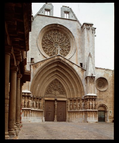 Romanesque and Gothic Art: facade of the Cathedral of Saint Thecla in Tarragona by Romanesque