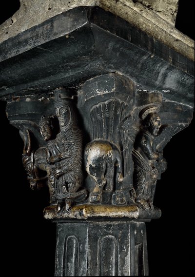 Romanesque art: capital of the 12th century. Aosta, Priorato di Sant 
