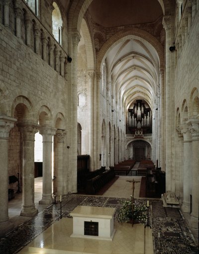 Romanesque art: internal view of the Basilica of Saint Benoit sur Loire by Romanesque