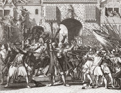 Lynch Mob Grabbing the de Witt Brothers by Romeyn de (after) Hooghe