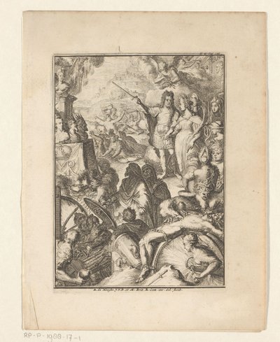 Stadtholder William III and Mary Stuart Among Mythical Figures by Romeyn de Hooghe