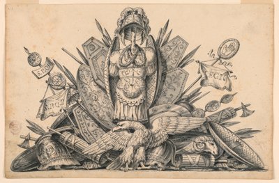 A Trophy of Weapons Intended to be Executed in Painting, 1830-1850 by Romolo Achille Liverani