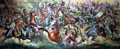 Battle Between Native American Indians and Soldiers by Ron Embleton