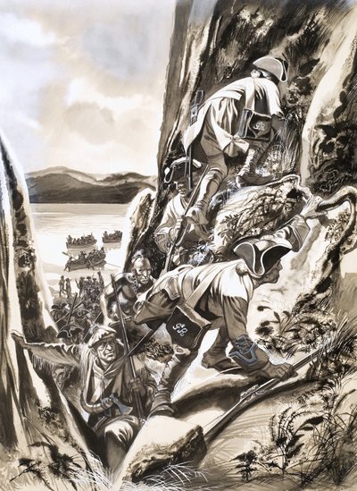 Scaling the Cliffs to Take Quebec by Ron Embleton