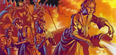 Settlers Under Attack by Native American Indians by Ron Embleton