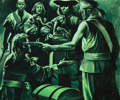 Sir Henry Morgan and Chest of Treasure by Ron Embleton