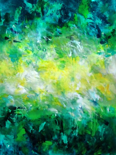 Bright Green Abstract by Ron Halfant