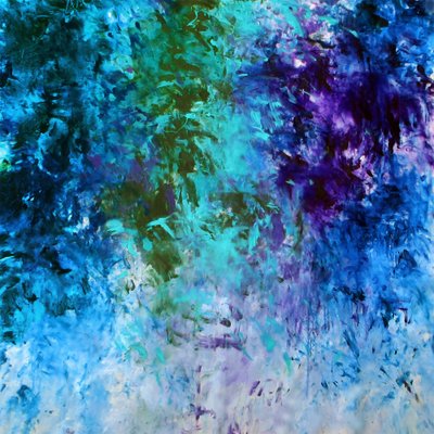 Vibrant Teal Blue Abstract by Ron Halfant