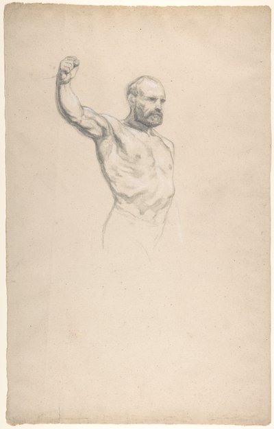 Bearded, Bare-Chested Male Figure, Study for 