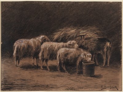 A Pair of Sheep and a Ram in a Stable by Rosa Bonheur