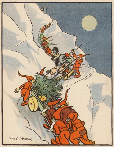 The Redcap Gnomes Delivering the Christmas Tree by Rosa Petherick