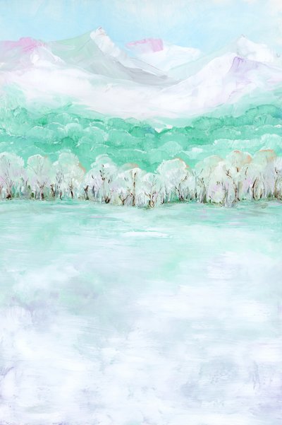 Pastel Mountain Landscape by Rosana Laiz Blursbyai