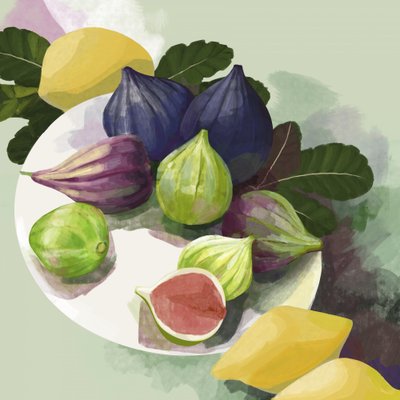 Ripe Figs and Lemons by Rosana Laiz Blursbyai