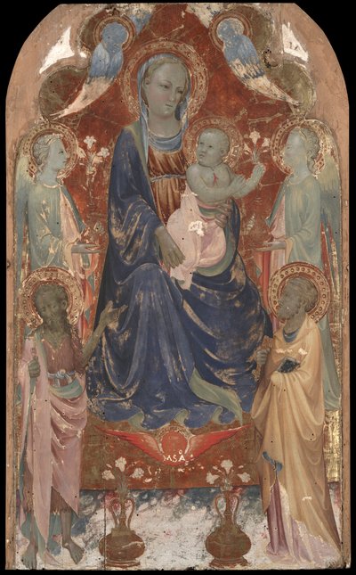 Virgin and Child with Saint John the Baptist, Saint Peter, and Two Angels by Rossello di Jacopo Franchi