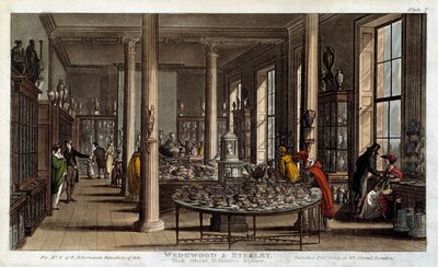 Interior view of a Wedgwood porcelain shop in London by Rudolph Ackermann