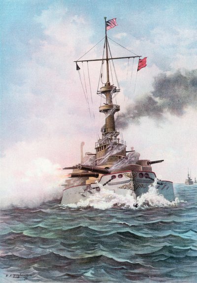 The United States Battle-Ship Indiana at Target Practice by Rufus Fairchild Zogbaum