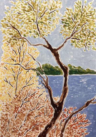 Autumn Lake Landscape by Rushati Chowdhury
