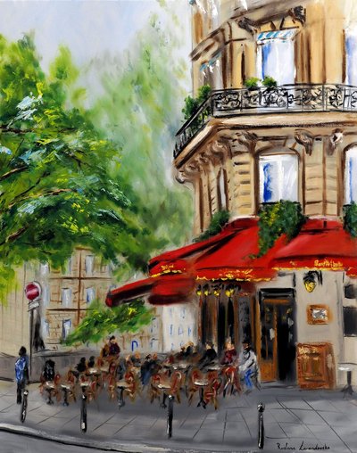 Paris Corner Cafe - with Gold Embellishment by Ruslana Levandovska