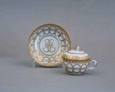 Cup and Saucer with the Monogram of Catherine II, Imperial Porcelain Factory by Russian Master