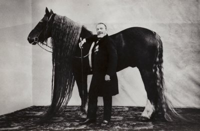 Russian Circus Performer Akim Nikitin with a Horse by Russian Photographer