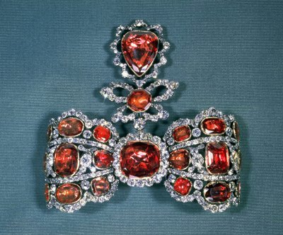 Bow brooch set with brilliant cut diamonds and spinels, by Pfisterer, 1764 by Russian School