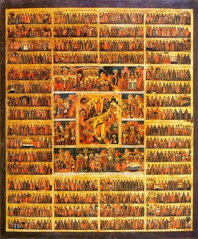 Year Calendar with the Scenes of the Passion of the Christ by Russian icon.