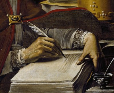 Hands, Writing with Quill Pen (detail) by Rutilio Manetti