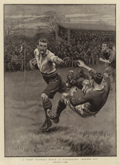 A Rugby Football Match at Blackheath, Handed Off by S.T. Dadd