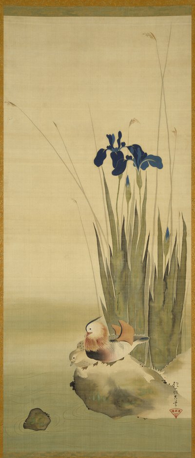 Iris and Mandarin Ducks by Sakai Hoitsu