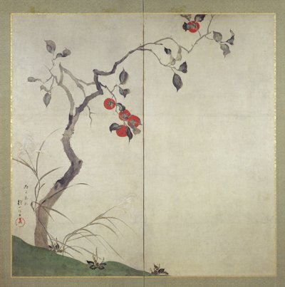 Persimmon on Tree by Sakai Hoitsu