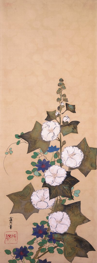 Hollyhocks by Sakai Oho