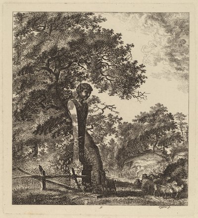 Wooded Landscape with a Herd of Goats and a Herm, 1764 by Salomon Gessner