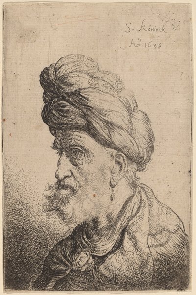 Bust of a Man with a Turban Facing Left by Salomon Koninck